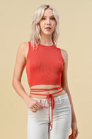 BACKLESS ITY RIBBED TIE DETAIL TOP