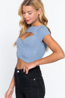 Solid Center Open Detail Cross Crop Top