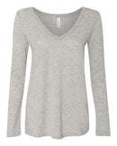 BELLA + CANVAS - Women's Flowy Long Sleeve V-Neck Tee - OutletSavings