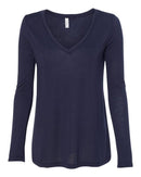 BELLA + CANVAS - Women's Flowy Long Sleeve V-Neck Tee - OutletSavings
