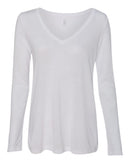 BELLA + CANVAS - Women's Flowy Long Sleeve V-Neck Tee - OutletSavings