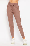 Solid Brushed Jogger Pants With Pocket - OutletSavings