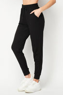 Solid Brushed Jogger Pants With Pocket - OutletSavings