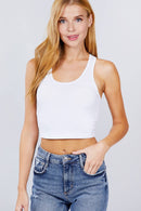 FITTED RACERBACK COTTON SPANDEX JERSEY CROP TANK TOP - OutletSavings