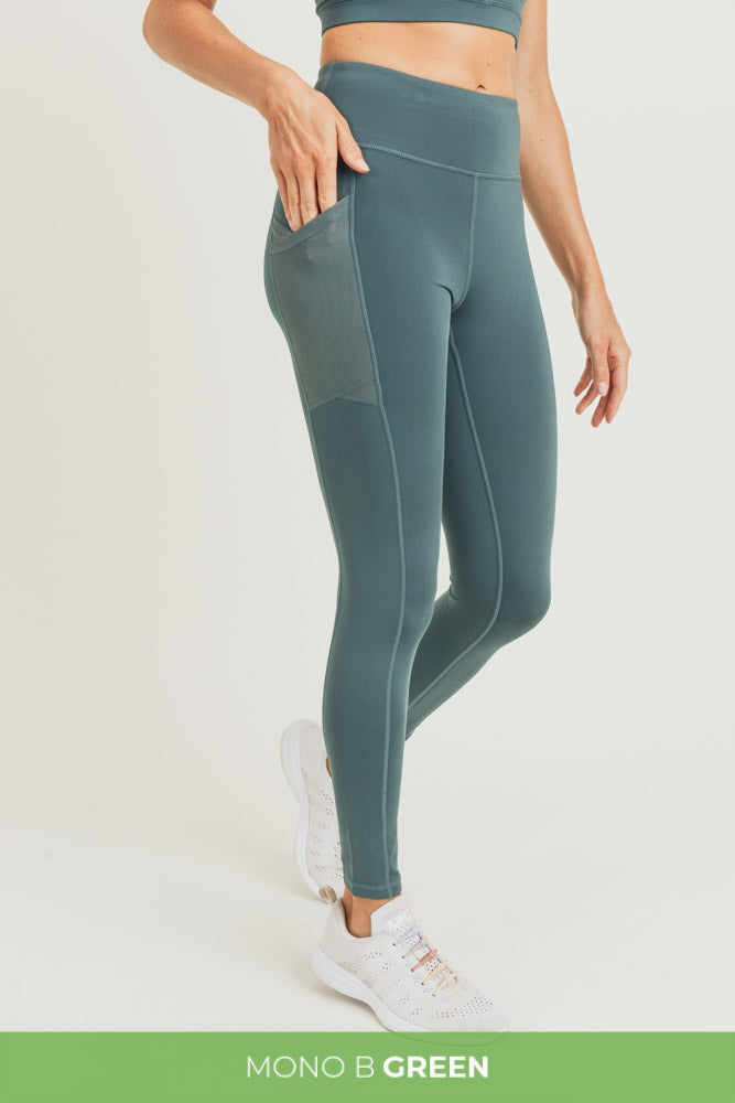 Overlay Mesh Pocket Highwaist Leggings - OutletSavings