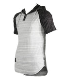 Short Sleeve  Hooded Henley Round Bottom Hoodie - OutletSavings