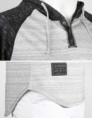 Short Sleeve  Hooded Henley Round Bottom Hoodie - OutletSavings