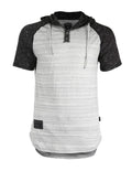 Short Sleeve  Hooded Henley Round Bottom Hoodie - OutletSavings