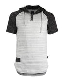 Short Sleeve  Hooded Henley Round Bottom Hoodie - OutletSavings