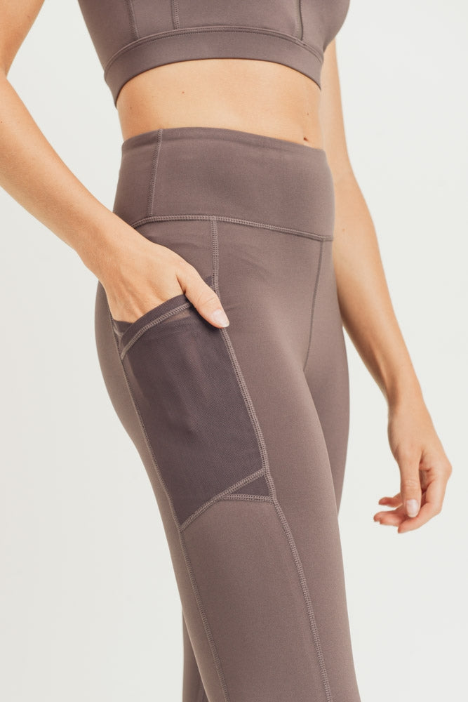 Overlay Mesh Pocket Highwaist Leggings - OutletSavings