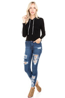 LSLV CONTRAST BINDING HOODIE TOP - OutletSavings