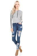 LSLV CONTRAST BINDING HOODIE TOP - OutletSavings
