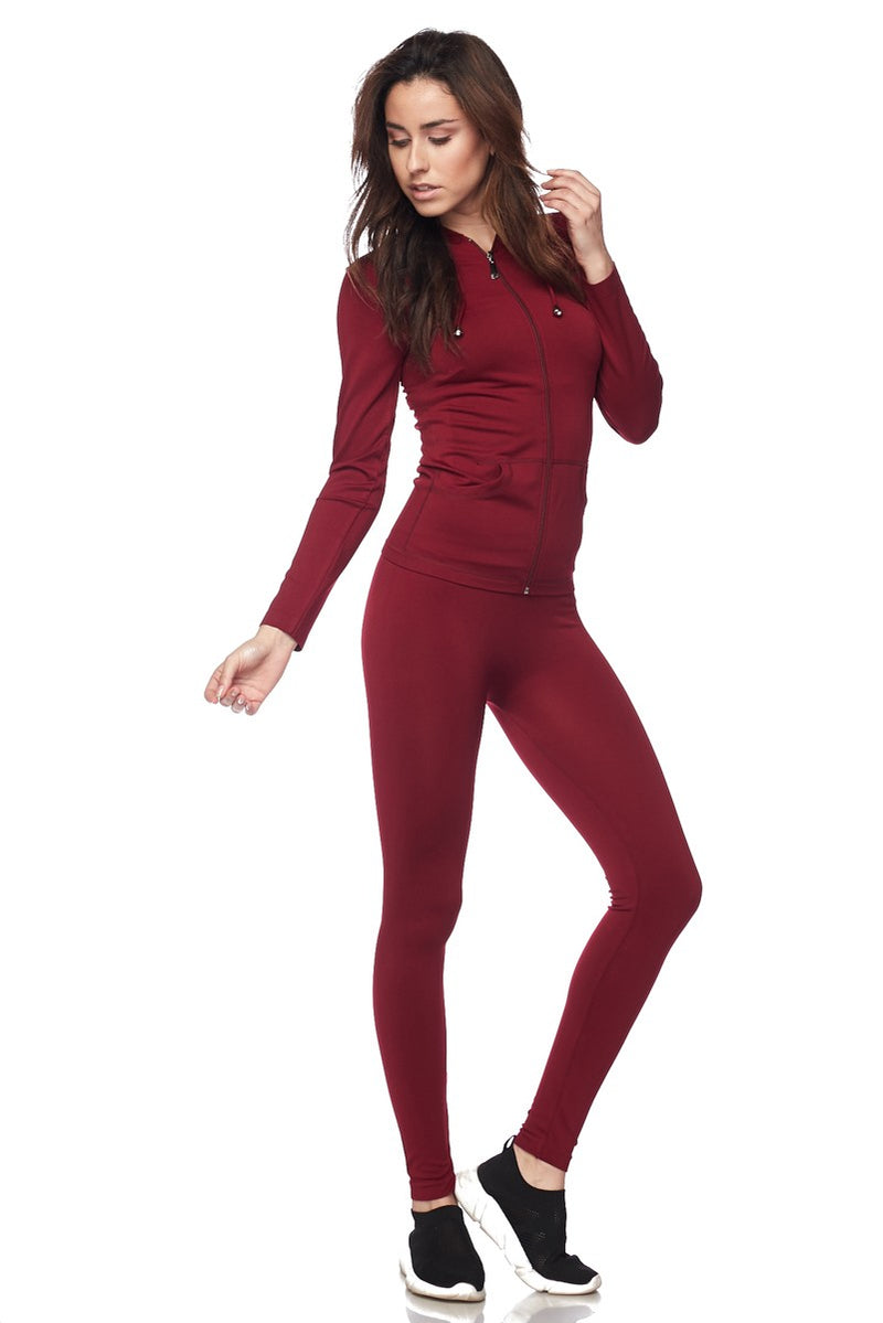 Active Wear Zip Up Hoodie and Legging Tights - OutletSavings