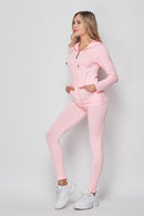 Active Wear Zip Up Hoodie and Legging Tights - OutletSavings