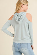 COLD SHOULDER HOODIE TOP - OutletSavings