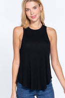 FITTED CREW NECK RAYON JERSEY TANK TOP - OutletSavings