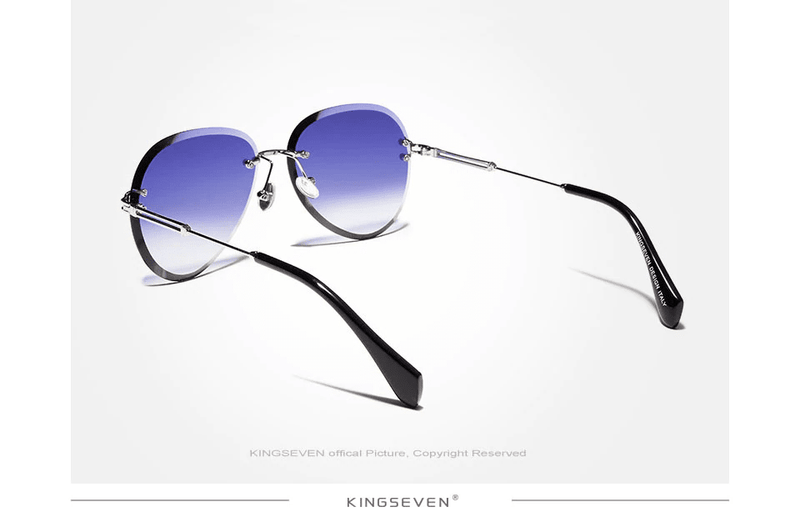 KINGSEVEN Vintage Blue Rimless Sunglasses - OutletSavings