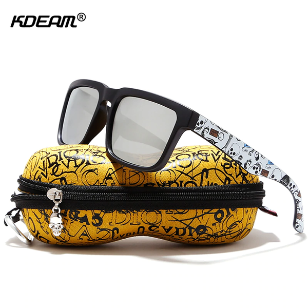 KDEAM Eye-catching Function Polarized Sunglasses For Men/Women Matte Black Frame Fit. Painting Temples Play-Cool Sun Glasses With Case - OutletSaving