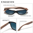 KINGSEVEN Handmade Walnut Sunglasses Mens Wooden Eyewear Women Polarized Mirror Vintage Square Design - OutletSaving