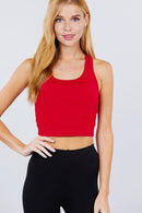 FITTED RACERBACK COTTON SPANDEX JERSEY CROP TANK TOP - OutletSavings