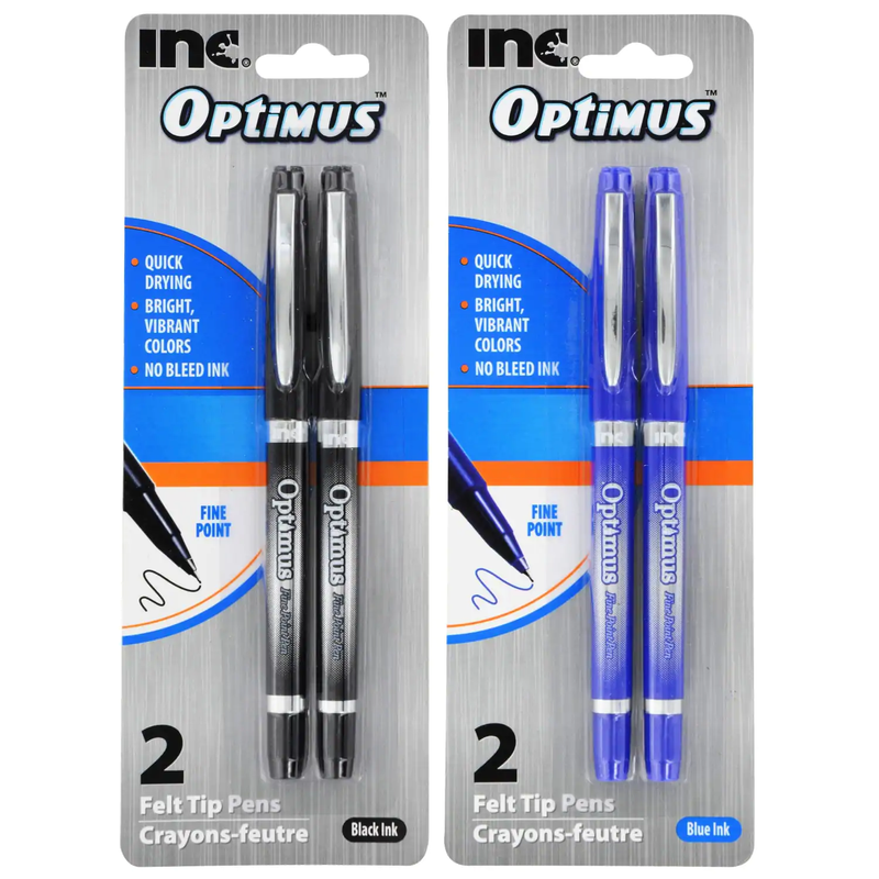 Inc. Optimus Felt Tip Pens with Caps, 2-ct. Packs - OutletSaving